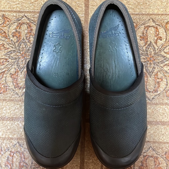 DANSKO WOMEN 38/ US 7 Volley Black Canvas Leather Clog Slip-On Shoe - Picture 2 of 8